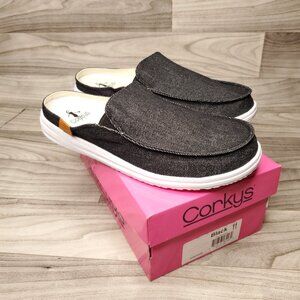 Corkys Womens Pontoon Slip-on Lightweight Canvas Shoe Black Size 11 NEW